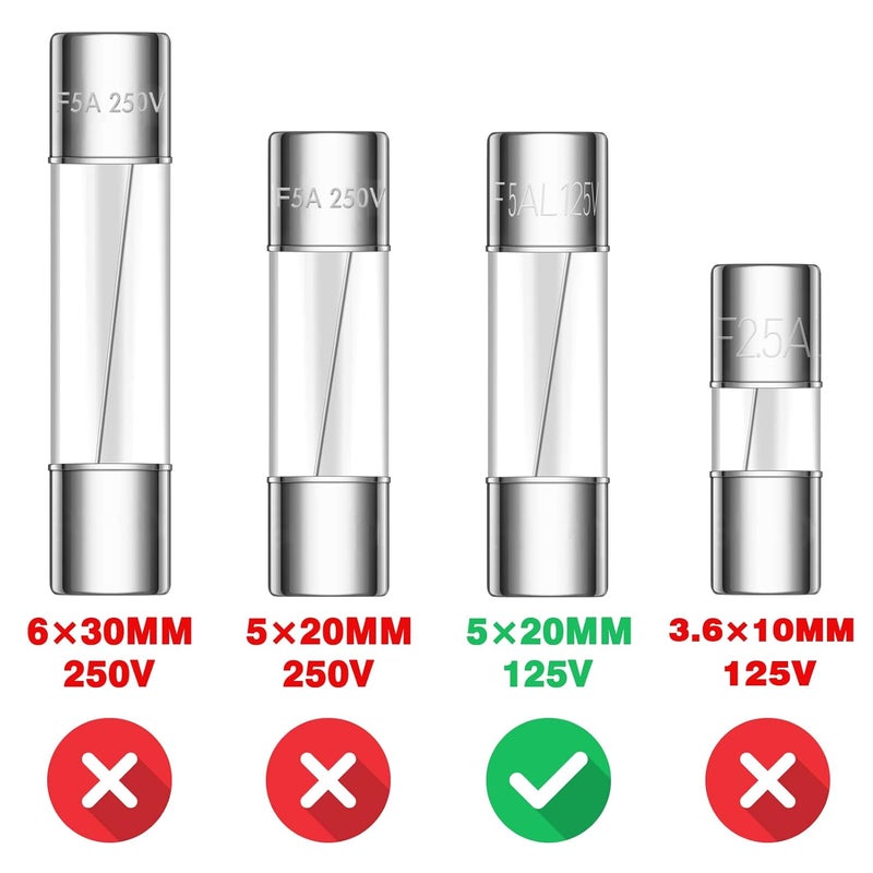 VEXUNGA 1.25A 125V Fuse 1.25 Amp 125 Volt Max Fast Blow Glass Fuses 5x20MM / 0.2x0.78Inch Replacement for Outdoor C9 String Christmas Xmas Lights (Pack of 30pcs) - Image 2